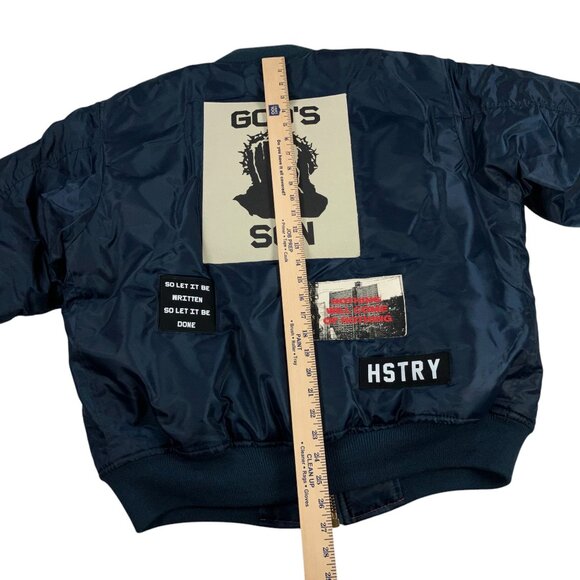 RARE OG HSTRY BY NAS God's Son Bomber Jacket Mens Size L Navy - Picture 10 of 12